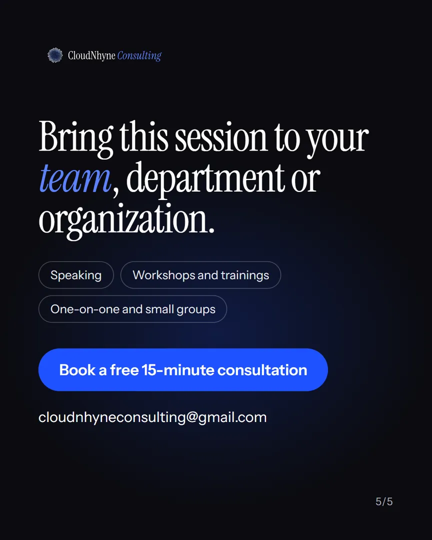 Bring this session to your team, department or organization, with a booking button